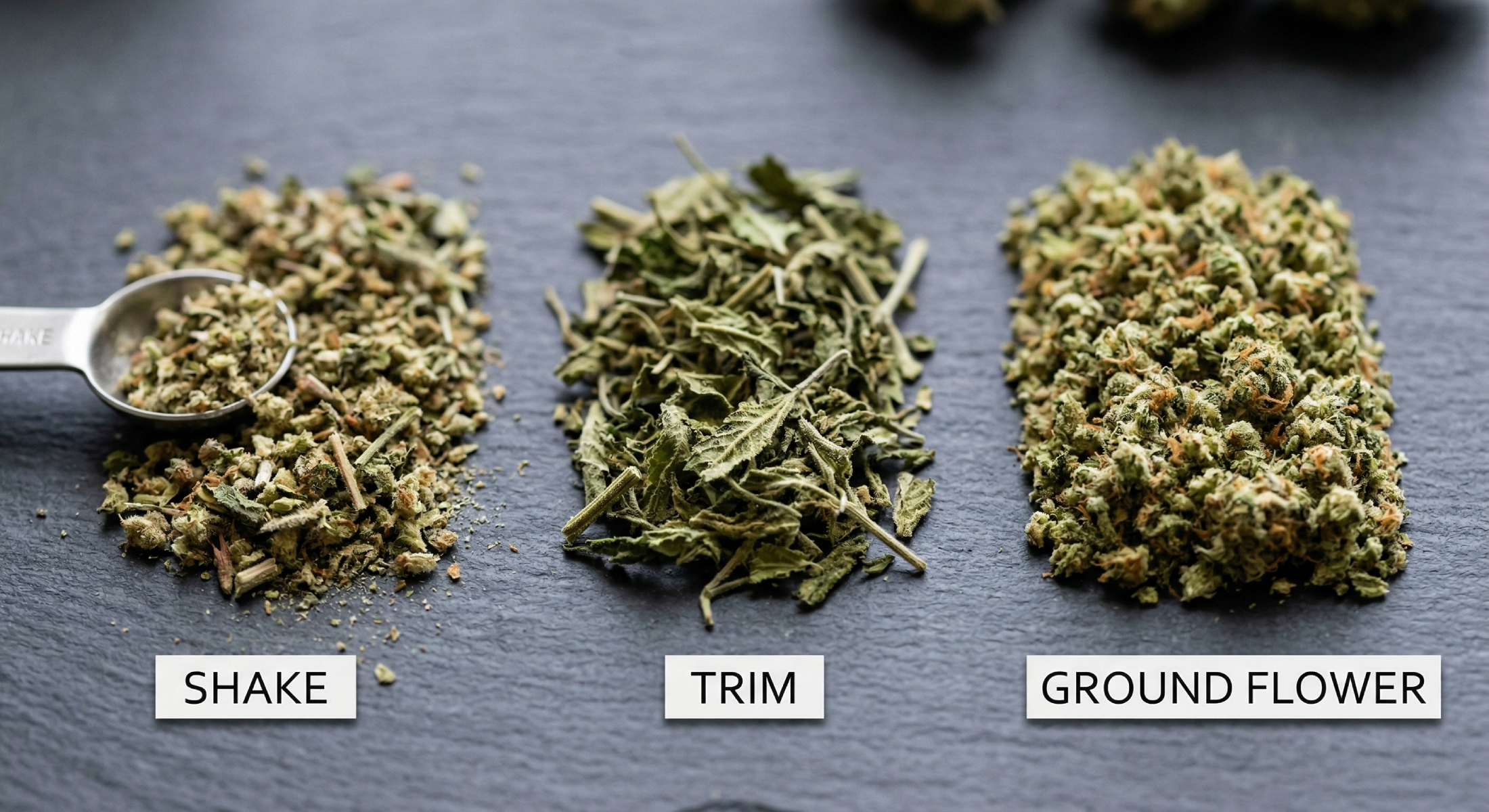 shake vs trim vs pre ground flower comparison